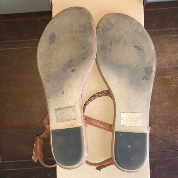 Zigi Soho Daphne Cognac Tan & Brass Chain Braided Sandals Size 6 - Picture 10 of 12